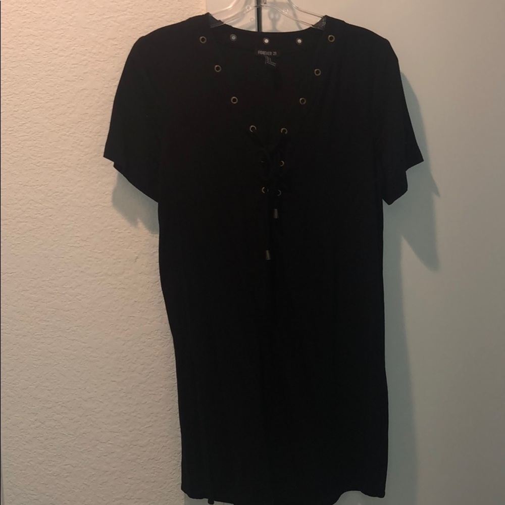 Forever 21 Lace Up T-Shirt Dress